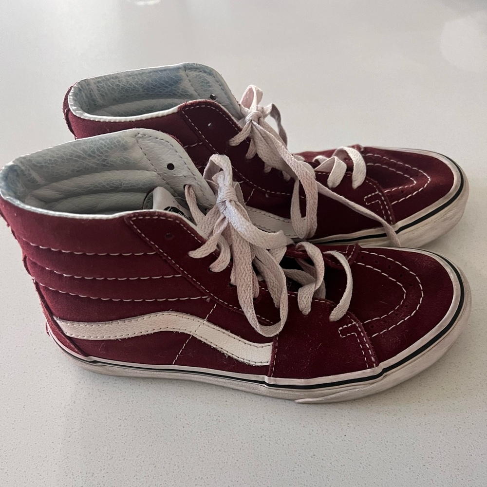 VANS Sk8-Hi Suede Sneakers Shoes Maroon White Womens Size 5.5
